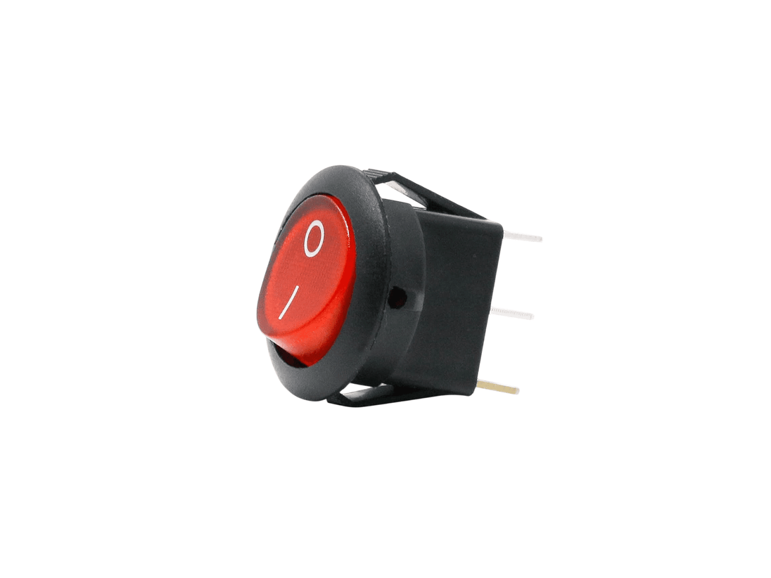 SWITCH BALANCIN REDONDO 3P 2POS 10A 23MM BOTON ROJO NEON