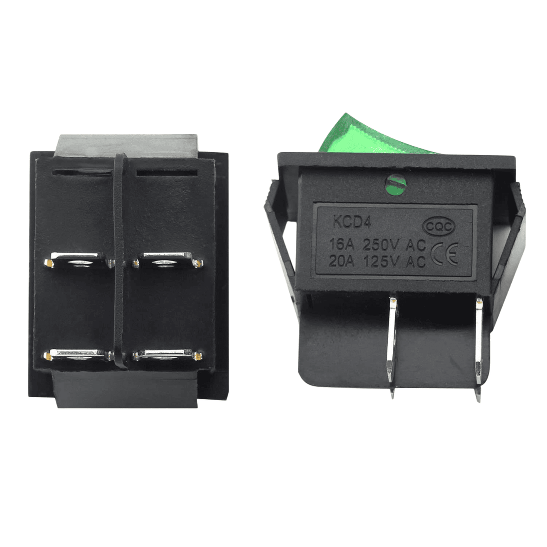 SWITCH BALANCIN 4P 2POS 20A 32X25 GRANDE BOTON VERDE NEON 