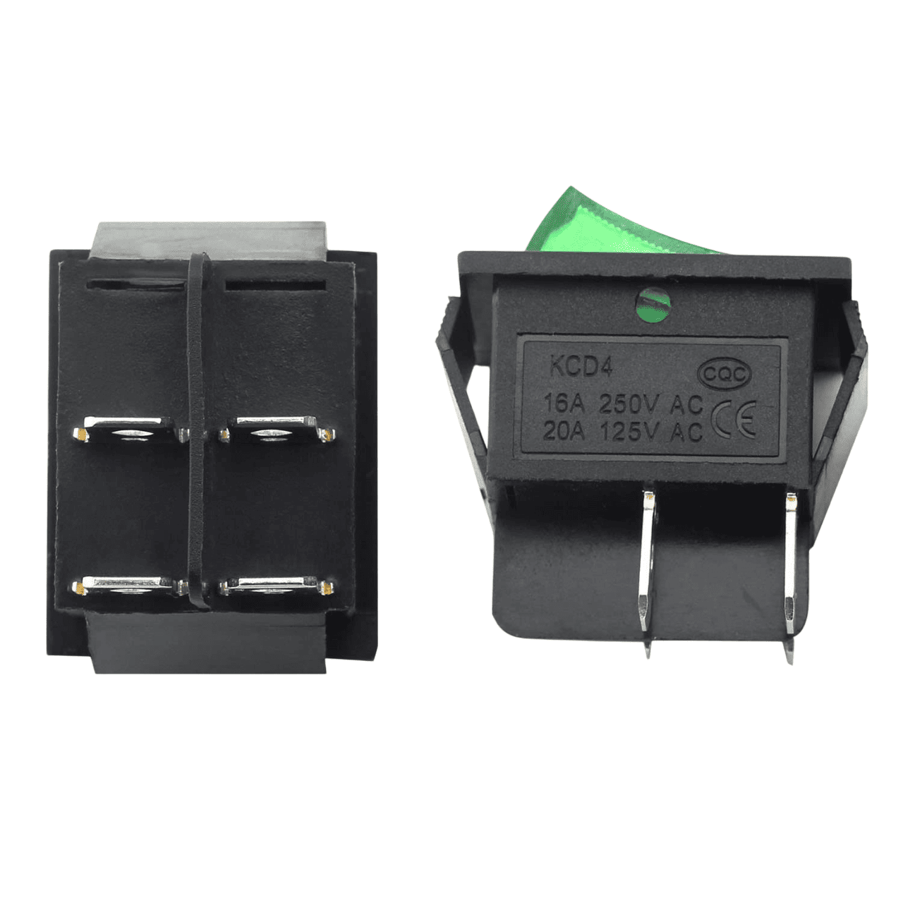 SWITCH BALANCIN 4P 2POS 20A 32X25 GRANDE BOTON VERDE NEON 