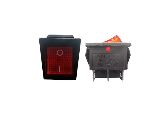 SWITCH BALANCIN 6P 2POS 20A 32X26 GRANDE BOTON ROJO NEON 