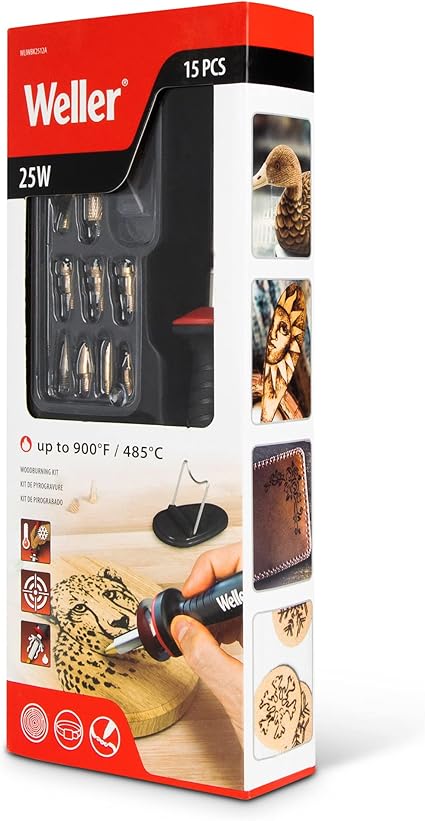 Weller Set Pirologia 25W 120V Da 15 Pezzi - Kit Completo Per Hobbisti Creativi