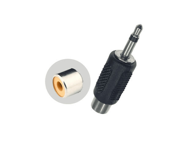 CONECTOR PLUG MONO 3.5MM A JACK RCA PLASTICO