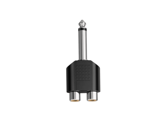 CONECTOR PLUG MONO 6.3MM A 2 JACK RCA DORADO 