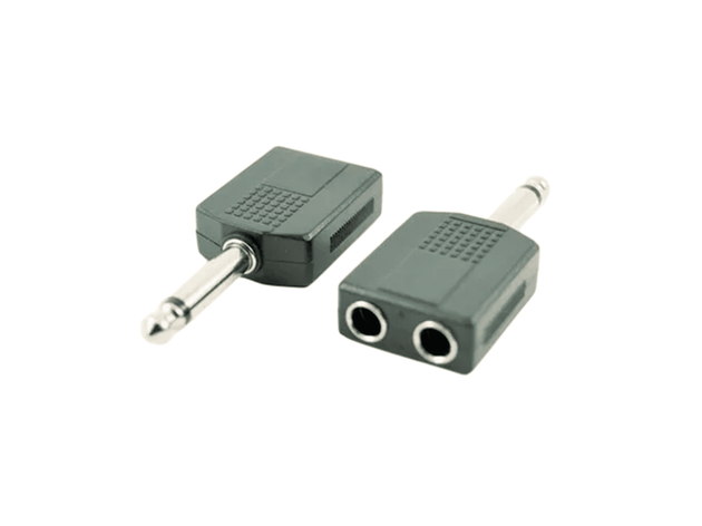 CONECTOR PLUG MONO6.3MM A 2 JACK MONO 6.3MM