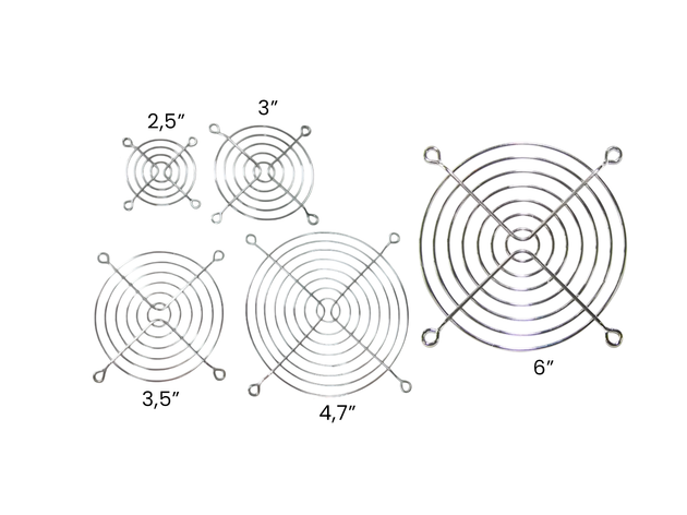 REJILLAS PROTECTORAS PARA VENTILADOR (2.5", 3", 3.5", 4.7" y 6")