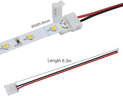 CONECTOR CINTA LED IP33 8MM CON CABLE (1T-2PIN)