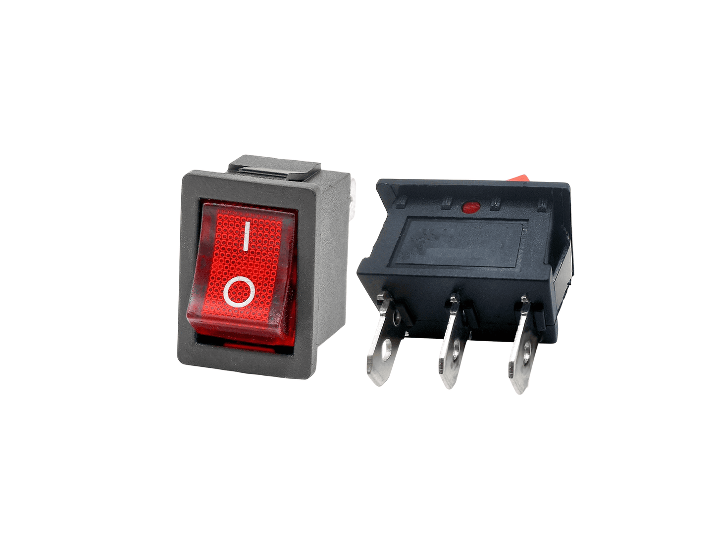 SWITCH BALANCIN 3P 2POS 6A 21X15 PEQUEÑO BOTON ROJO NEON 