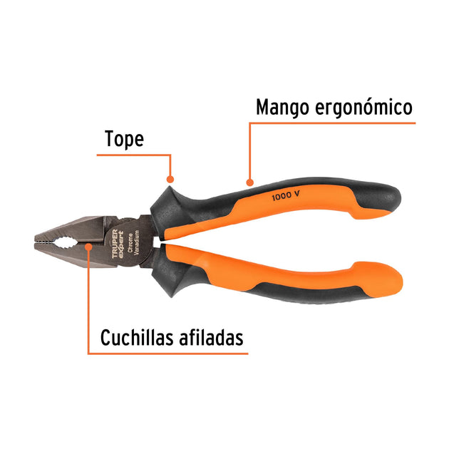 TRUPER
ALICATE DE ELECTRICISTA 6" MANGO COMFORT GRIP