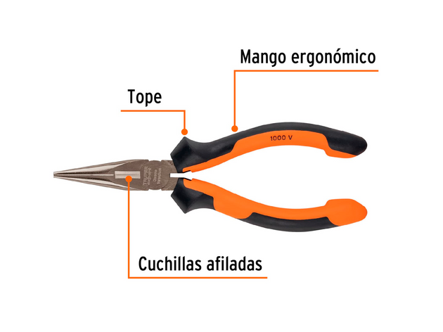 ALICATE PUNTA LARGA 6" MANGO COMFORT GRIP 
