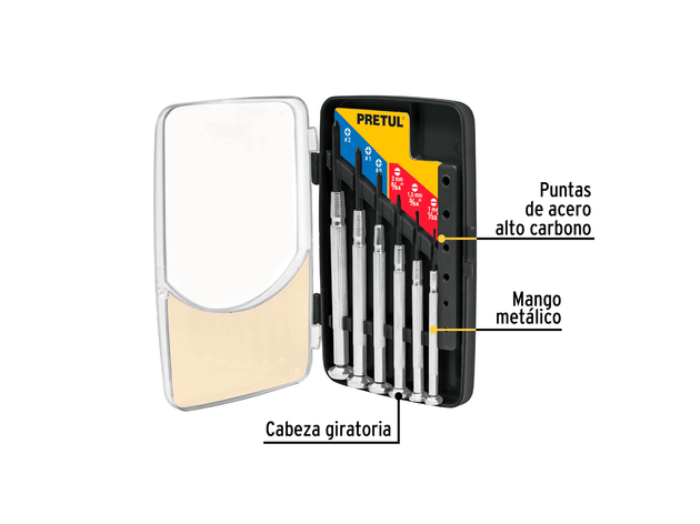 JUEGO DESTORNILLADORES 6 PIEZAS JOYERO METALICO