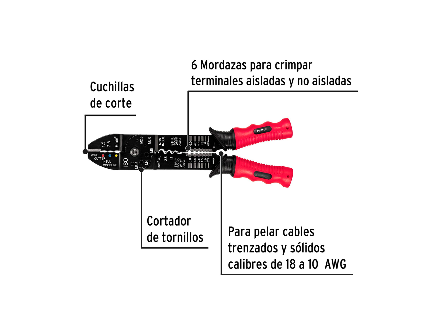 ALICATE PELACABLE PRETUL 