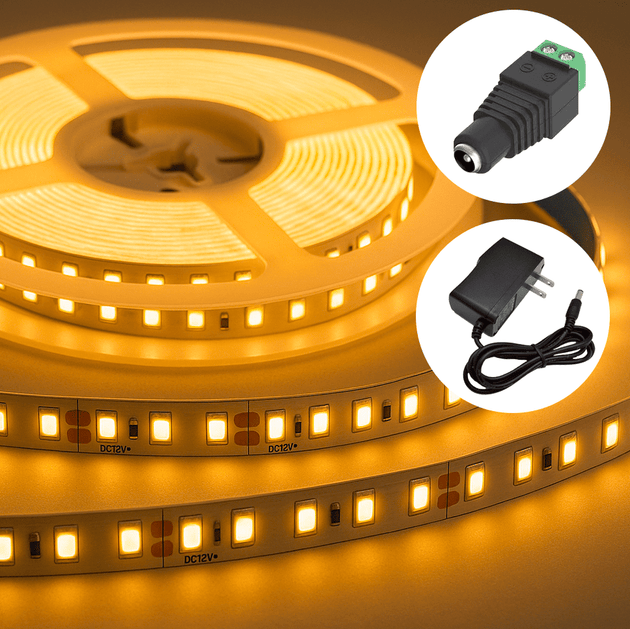 KIT CINTA LED 120/M 12V C/ADAPTADOR + CONECTOR DC