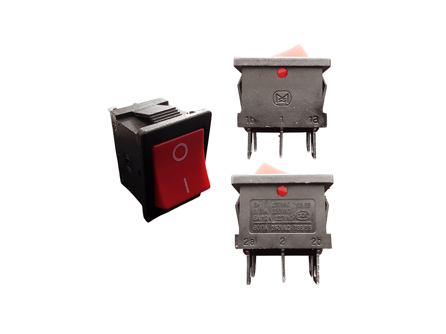 SWITCH BALANCIN 6P 2POS 6A 21X15 PEQUEÑO BOTON ROJO 