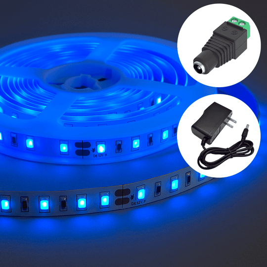 KIT CINTA LED 120/M 12V C/ADAPTADOR + CONECTOR DC