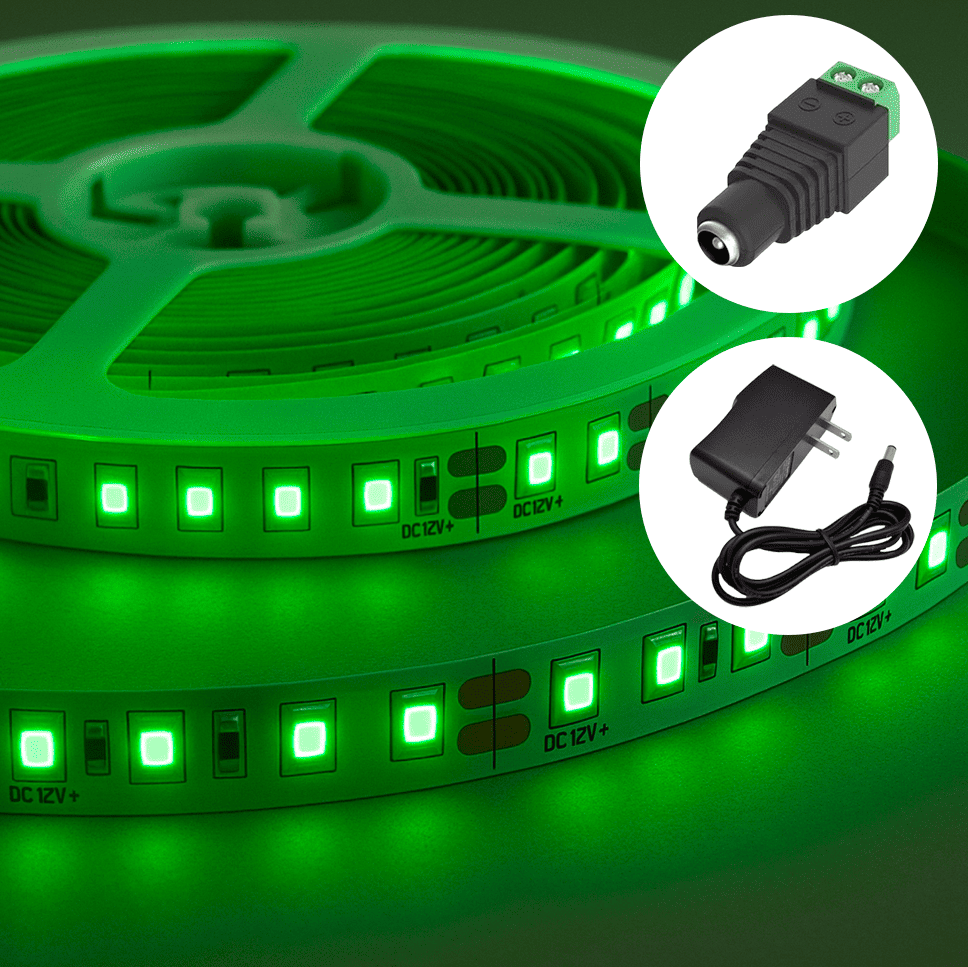 KIT CINTA LED 120/M 12V C/ADAPTADOR + CONECTOR DC
