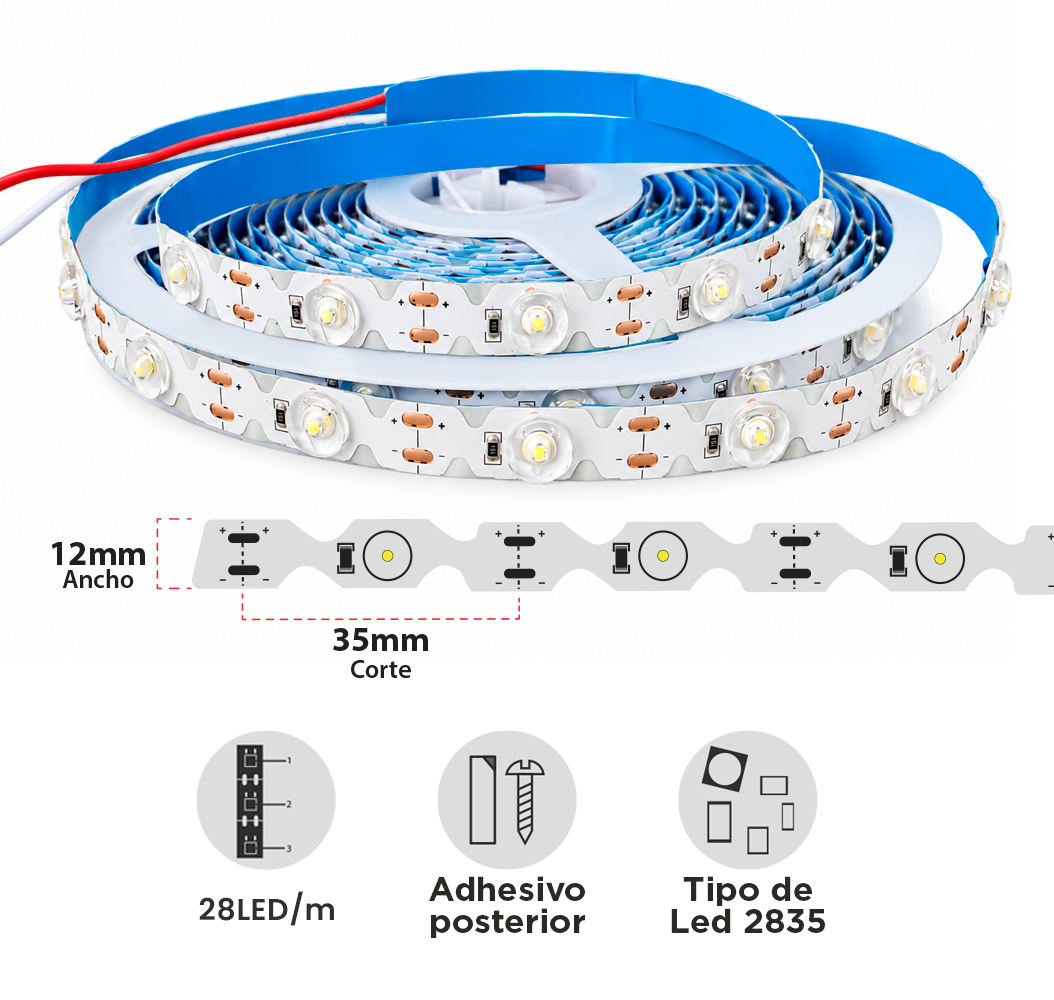 Cinta LED Zig-Zag con Óptica de Lupa 12V DC (SMD 2835)