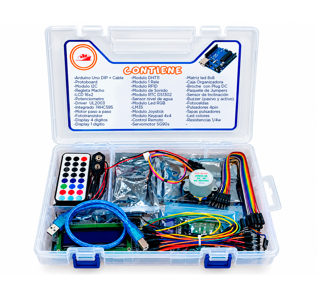 Kit de Desarrollo Arduino Uno Avanzado con Caja Organizadora
