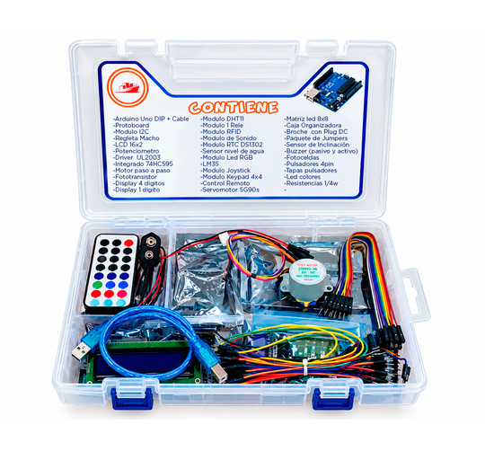 Kit de Desarrollo Arduino Uno Avanzado con Caja Organizadora