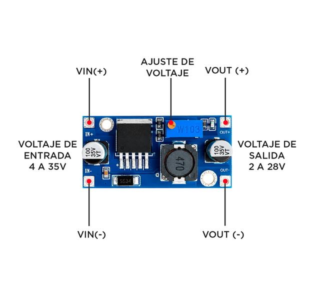 Módulo Regulador de Voltaje Step-Down LM2596 (Reductor DC-DC Ajustable)