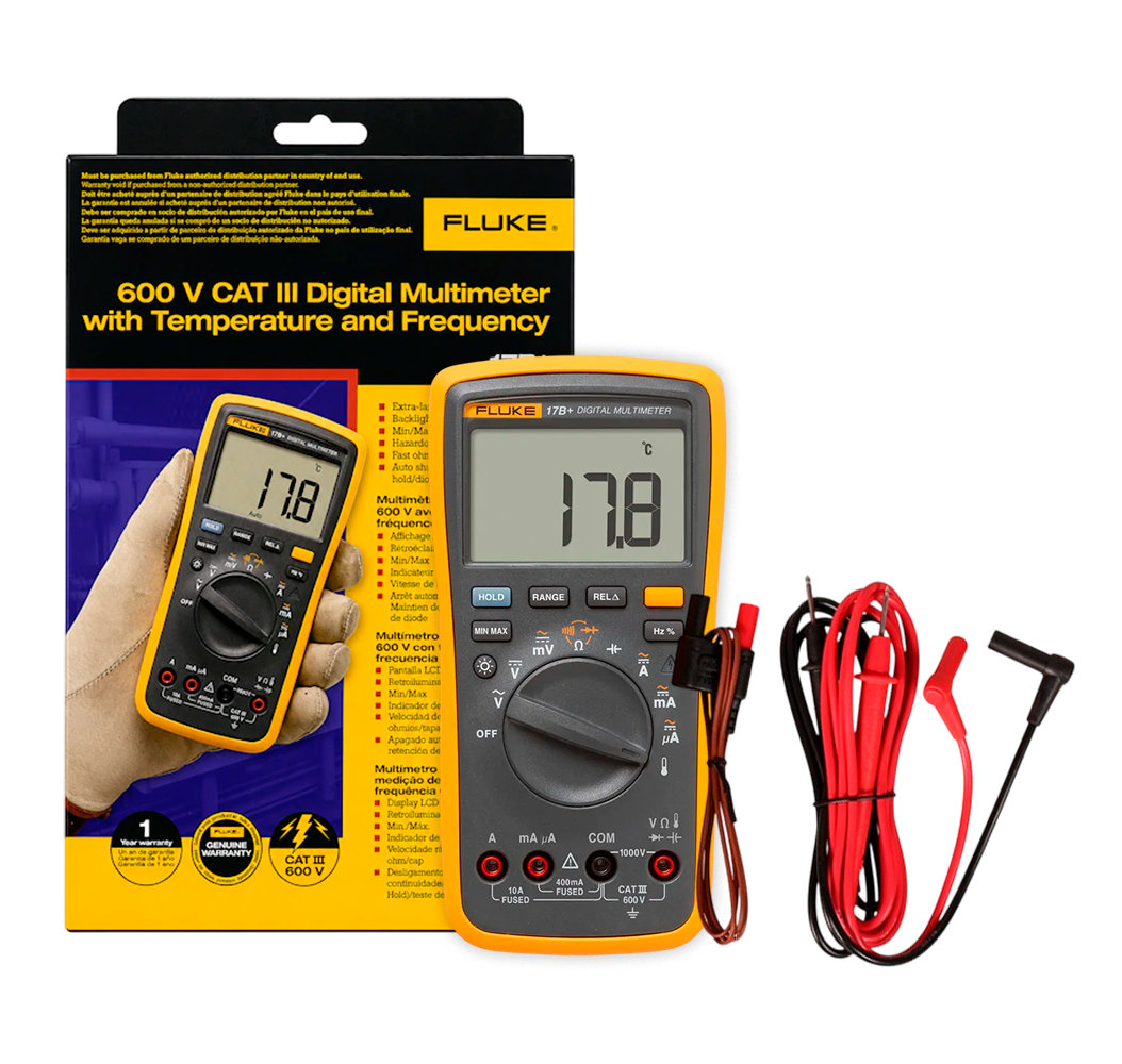 Multímetro Digital Fluke 17B+ (Con Medición de Temperatura y Modo Relativo)