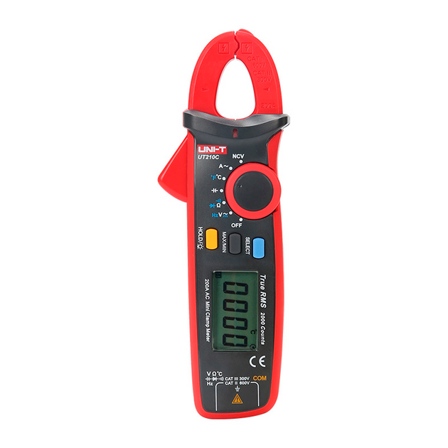 UNI-T UT210C Pinza Amperimétrica Digital Mini 200A AC/DC con Medición de Temperatura 