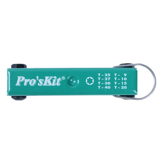 Pro'skit 8PK-021L Juego de Llaves Torx de Seguridad Plegables | Resistencia Industrial SAE 8660-1
