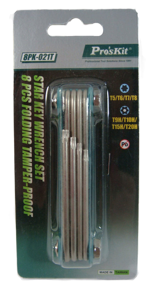 Pro'skit 8PK-021T Juego de Llaves Torx Plegables | Acero SAE 6150 de Alta Resistencia