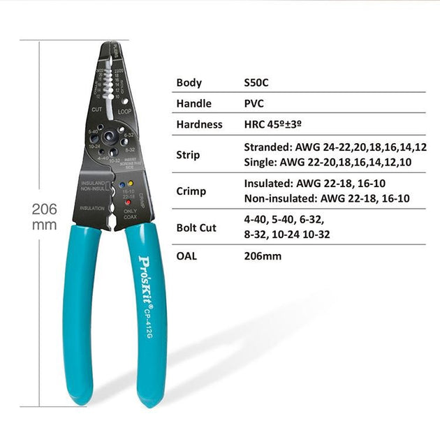 PROSKIT
CORTAFRÍO PONCHADORA PELACABLE CP-412G