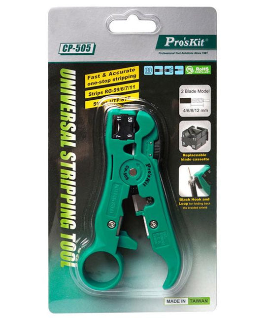 Pro'skit CP-505 Pelacables Universal para Coaxial y Red | Diseño Ergonómico con Protector de Malla