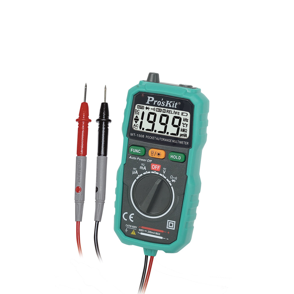 Pro'skit MT-1508 Multímetro Digital Autorangos de Bolsillo | Portabilidad y Precisión