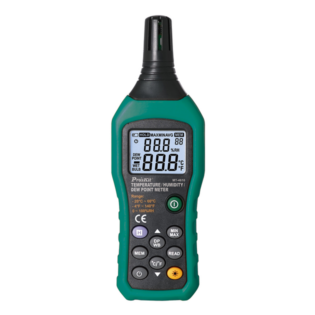 Pro'skit MT-4616 Medidor de Humedad y Temperatura Digital | Especial para RITEL y HVAC
