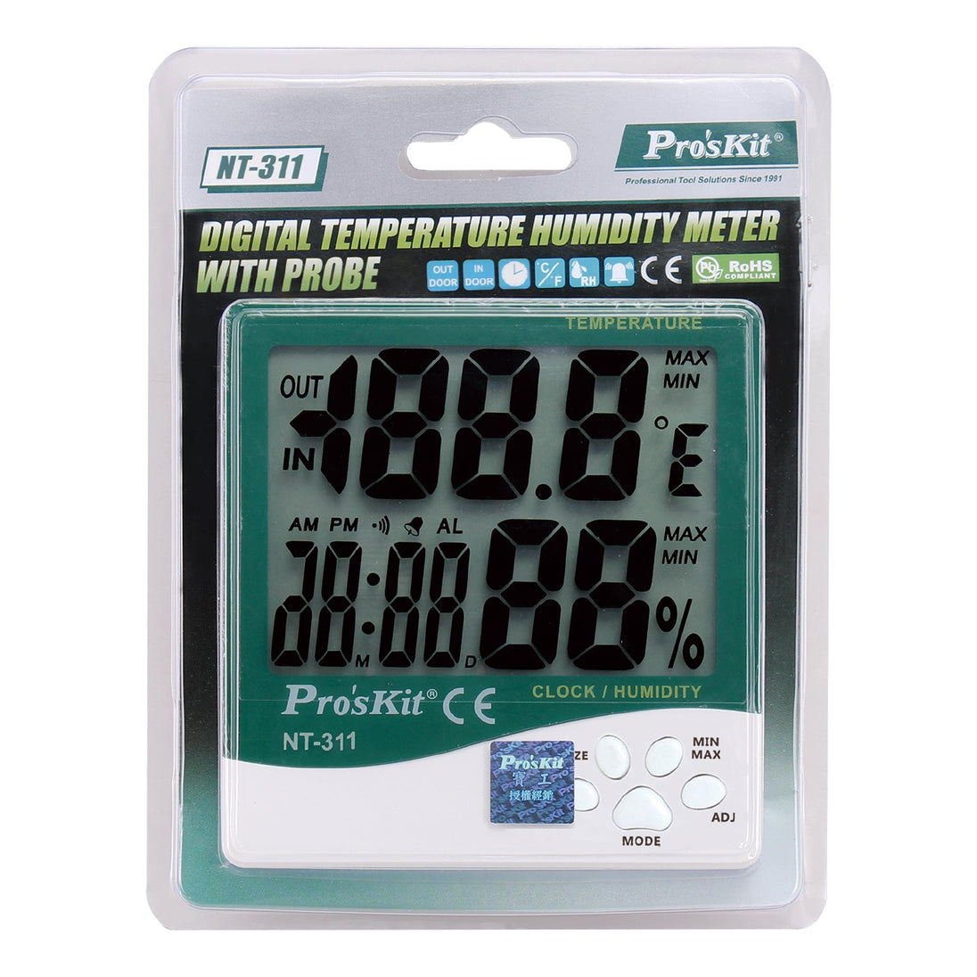 MEDIDOR DE HUMEDAD Y TEMPERATURA PROSKIT NT-311 