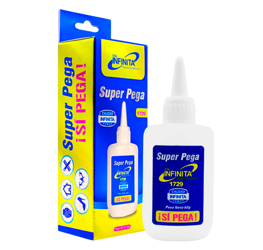 Super Pega Infinita 60g - Adhesivo de Cianoacrilato de Alto Rendimiento (Ref. 1729)