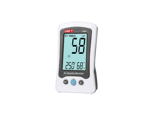 MEDIDOR DE CALIDAD DEL AIRE MONITOR PM 2.5 HUMEDA Y TEMPERATURA A25D