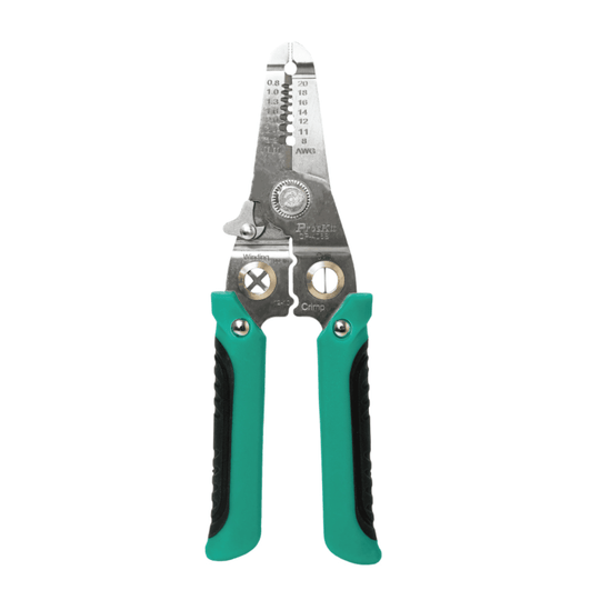 Pro'skit CP-406S Ponchadora y Pelacables Multifuncional | Herramienta 6 en 1 de Alta Precisión