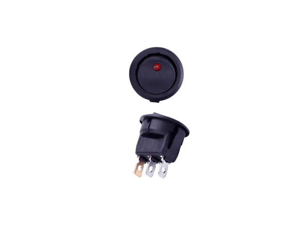 SWITCH BALANCIN REDONDO 3P 2POS 15A 23MM INDICADOR ROJO 
